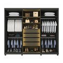 Ver imagem 6 de Guarda-Roupa Casal Valenza 6 Portas 4 Gavetas 100% MDF com LED e Vidro Grafite - Pnr Móveis