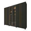 Ver imagem 3 de Guarda-Roupa Casal Valenza 6 Portas 4 Gavetas 100% MDF com LED e Vidro Grafite - Pnr Móveis