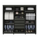 Ver imagem 2 de Guarda-Roupa Casal Valenza 6 Portas 4 Gavetas 100% MDF com LED e Vidro Grafite - Pnr Móveis