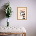 Ver imagem 2 de Quadro Moldura Dourada Mulher Flores Rosê 45x34cm:com Vidro