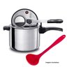 Panela Pressão 4,5l Polida MTA com Concha Silicone Vermelha - 1