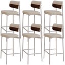 Ver imagem 1 de Kit 06 Banquetas Alta Bar Cozinha Sala de Jantar Aço Branco Kaira C01 Linho Areia Courino Whisky -