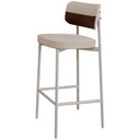 Ver imagem 5 de Kit 06 Banquetas Alta Bar Cozinha Sala de Jantar Aço Branco Kaira C01 Linho Areia Courino Whisky -