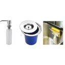 Ver imagem 1 de Lixeira Cozinha Embutir 5 Litros + Dosador + Suporte Bucha