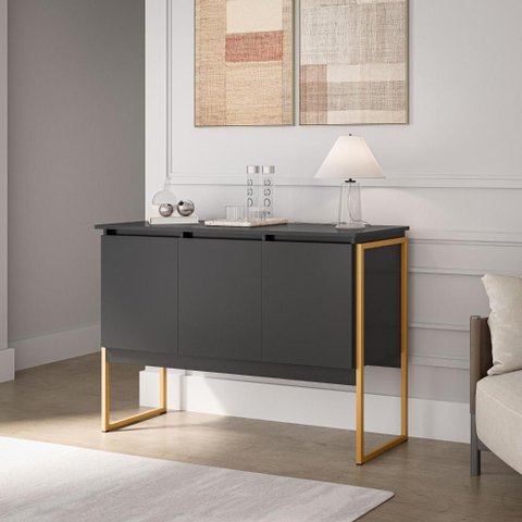Buffet Luxuoso 3 Portas Barcelona - Preto Dourado