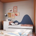 Ver imagem 3 de Cama de Solteiro com Escrivaninha, Cama Auxiliar e Cantos Arrendondados Completa Móveis