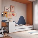 Ver imagem 4 de Cama de Solteiro com Escrivaninha, Cama Auxiliar e Cantos Arrendondados Completa Móveis