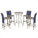 Ver imagem 1 de Mesa Bistrô e 4 Banquetas Roma Fendi Corda Estofado 6 Trama Azul