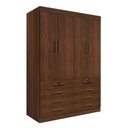 Ver imagem 3 de Guarda-Roupa Solteiro MDF 4 Portas 8 Gavetas Marselha Plus Marrom/Castanho