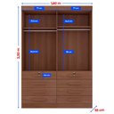 Ver imagem 6 de Guarda-roupa Solteiro Mdf 4 Portas 8 Gavetas Marselha Plus