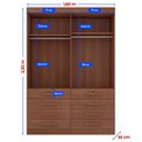 Ver imagem 6 de Guarda-Roupa Solteiro MDF 4 Portas 8 Gavetas Marselha Plus Marrom/Castanho