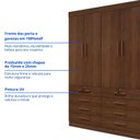 Ver imagem 7 de Guarda-Roupa Solteiro MDF 4 Portas 8 Gavetas Marselha Plus Marrom/Castanho