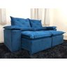 Sofá 3 e 4 Lugares Retrátil e Reclinável 2,30 Metros Alpoim Estofados Azul 206 Athenas - 1