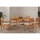 Ver imagem 1 de Conjunto: Mesa de Cozinha Havana Tampo Curvo 180cm+6 Cadeiras Havana Naturale - Suede Creme - Rufato