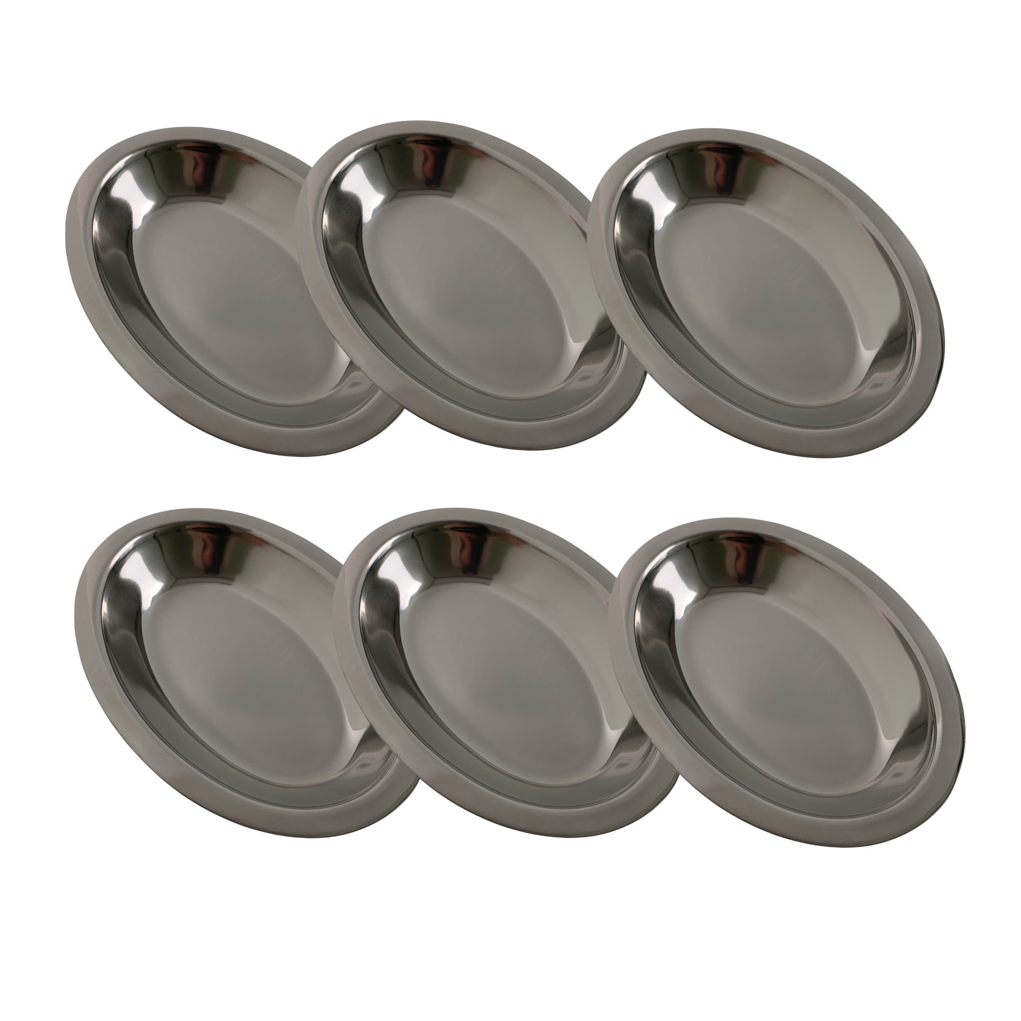 Kit 6 Travessa Oval Funda Aço Inox Bandeja 19cm Baixela para Servir Restaurante