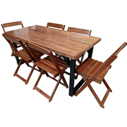 Conjunto de Mesa Jantar Gourmet 160x80 com 6 Cadeiras - Dg Móveis:imbuia/marron - 10