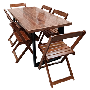 Conjunto de Mesa Jantar Gourmet 160x80 com 6 Cadeiras - Dg Móveis:imbuia/marron