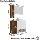 Ver imagem 3 de Gabinete Espelheira e Cuba Branca 70 Cm Ibiza Branco Naturalle Bechara