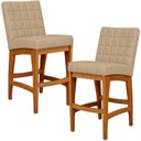Ver imagem 2 de Kit 02 Banquetas Baixa Cozinha Bancada Bar Sala Jantar Fixa Mila L02 Linho Bege Escuro - Lyam Decor