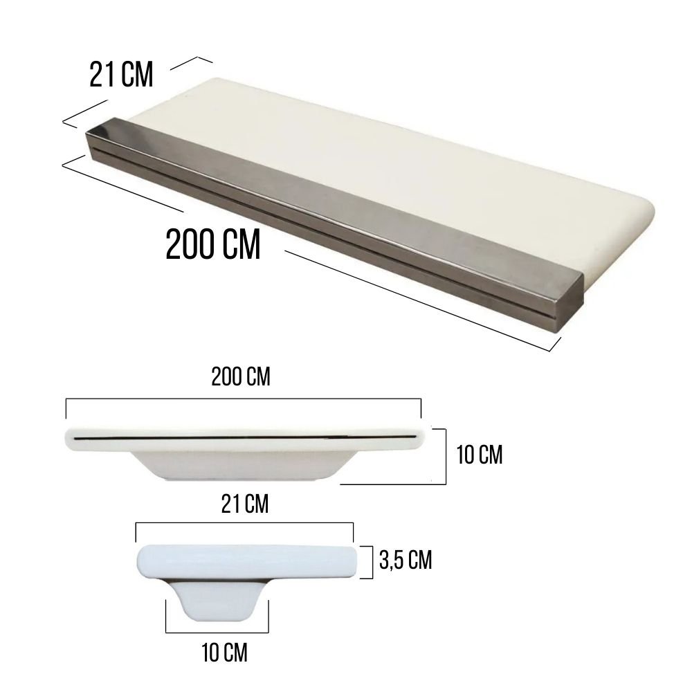 Cascata 200cm de Embutir na Parede com Acabamento em Aço Inox para Piscina - 2 Metros - 2