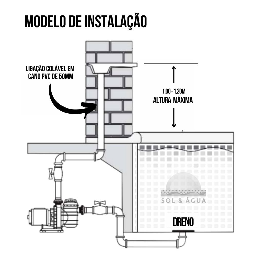 Cascata 200cm de Embutir na Parede com Acabamento em Aço Inox para Piscina - 2 Metros - 4