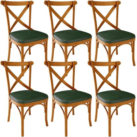 Kit 06 Cadeiras para Sala de Jantar e Estar Living Estofada Ávila L02 Couríssimo Verde Musgo -