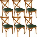 Ver imagem 1 de Kit 06 Cadeiras para Sala de Jantar e Estar Living Estofada Ávila L02 Couríssimo Verde Musgo -