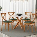 Ver imagem 5 de Kit 06 Cadeiras para Sala de Jantar e Estar Living Estofada Ávila L02 Couríssimo Verde Musgo -