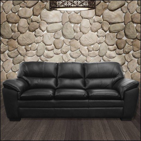 Sofá de Couro Connor 3 Lugares - Preto