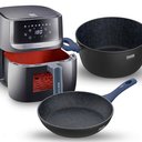 Ver imagem 2 de Fritadeira Elétrica Airfryer Vision Max 5,7l e Panelas Ichef Home Sauté Grand e Family Size Azul 24c