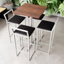 Ver imagem 1 de Conjunto Mesa Alta Bar Bistrô Quadrada Imbuia 4 Banquetas Confort Estofado White Don Castro