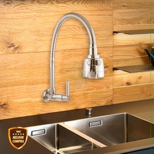 Torneira de Cozinha Flexível Parede Metal Cromado Fc-12