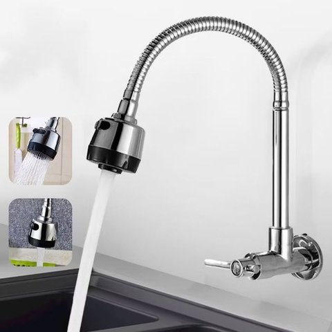 Torneira de Cozinha Gourmet Flexível de Parede Abs Cromada Fc-12