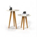 Ver imagem 2 de Mesa Lateral Redonda Conjunto 2 Un para Sala de Estar:off White