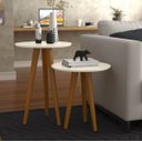 Ver imagem 1 de Mesa Lateral Redonda Conjunto 2 Un para Sala de Estar:off White