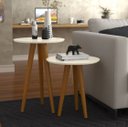 Ver imagem 1 de Mesa Lateral Redonda Conjunto 2 Un para Sala de Estar:off White
