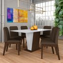 Ver imagem 1 de Mesa com 6 Cadeiras Qatar 1,60 Imb/off White/marrom - Móveis Arapongas Imbuia/off White/marrom 04