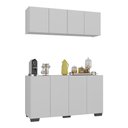 Ver imagem 1 de Conjunto Cantinho do Café Armário e Aparador 4 Portas Multimóveis Mp1085 Branco/preto