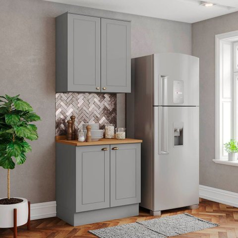 Armário de Cozinha 80cm 4 Portas com Tampo Americana Henn