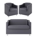 Ver imagem 1 de KIT Sofá Namoradeira Tilla + 2 Poltronas Sala Recepção Cor:Cinza
