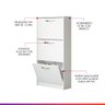 Sapateira com 3 Portas Basculante 127x64cm Mdp Branco 1035 Prime - 3