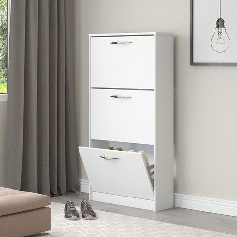 Sapateira com 3 Portas Basculante 127x64cm MDP Branco 1035 Prime