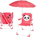 Ver imagem 1 de Cadeira Infantil Praia Piscina com Guarda Sol Vermelha Panda