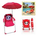 Ver imagem 2 de Cadeira Infantil Praia Piscina com Guarda Sol Vermelha Panda