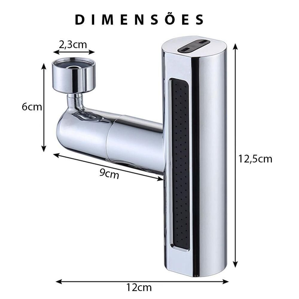 Extensor Torneira 4 Modos Cozinha Pia Arejador Ajustavel Cascata Agua Alta Pressao Anti Respingos - 10