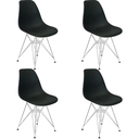 Ver imagem 6 de Mesa Industrial Base Ferro Branco em V Tampo 137x90 Preto 4 Cadeiras Eames Assento Preto Ferro Bra