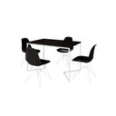 Ver imagem 2 de Mesa Industrial Base Ferro Branco em V Tampo 137x90 Preto 4 Cadeiras Eames Assento Preto Ferro Bra