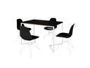 Ver imagem 2 de Mesa Industrial Base Ferro Branco em V Tampo 137x90 Preto 4 Cadeiras Eames Assento Preto Ferro Bra