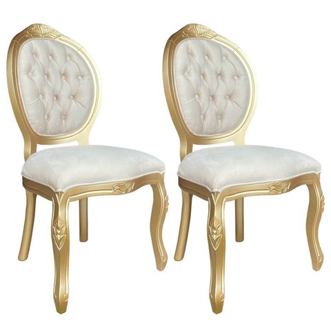 2 Cadeira Medalhao Madeira Maciça Design Ingles Luxo Poltrona Entalhada Renascentista Natural Ingles