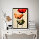 Ver imagem 1 de Quadro Flores Tulipas Elegantes Coloridas Transparência 33x24cm - com Vidro:moldura Preta